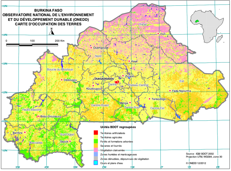 Carte d'occupation des terres au Burkina Faso